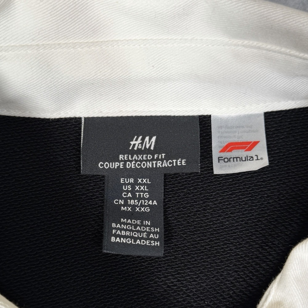 H&M Formula 1 Long Sleeve Rugby Polo Shirt Men's XXL Black Relaxed Fit F1 Racing - Picture 3 of 8